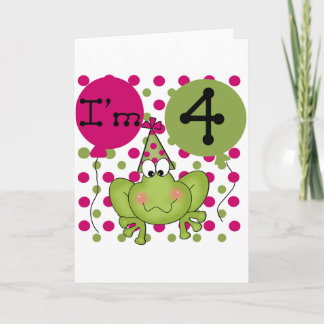 Roze Kikker 4e Verjaardag Tshirts en geschenken Kaart