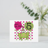 Roze kikker 5e verjaardag Tshirts en geschenken Briefkaart (Staand voorkant)