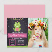Roze kikker Birthday Uitnodiging met afbeelding (Voorkant / Achterkant)
