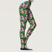 Roze kikker op groen blad patroon ontwerp leggings