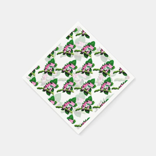 Roze kikker op groen blad patroon ontwerp servet (Hoek)