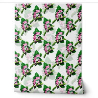 Roze kikker op groen blad patroon wanddecoratie