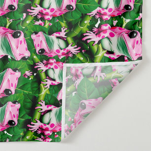 Roze kikker op groen blad patroonontwerp wandkleed