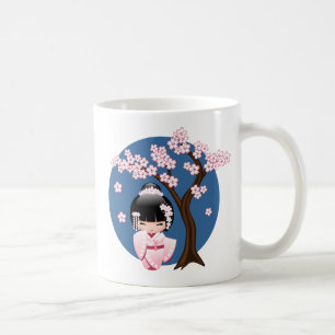 Roze Kimono Kawaii Kokeshi Pop Sakura Koffiemok