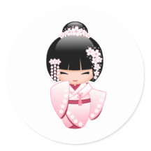 Roze Kimono Kokeshi Pop Doll Kawaii