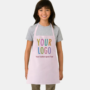Roze Kind Schort met School Logo & aangepaste teks