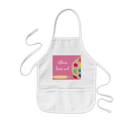 Roze Kinder kunstenaar Smock Apron Schort (Voorkant)