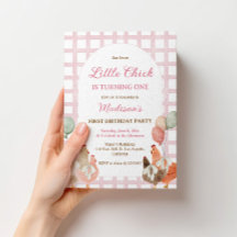 Roze Kip Verjaardagsuitnodiging voor Meisje Boerde