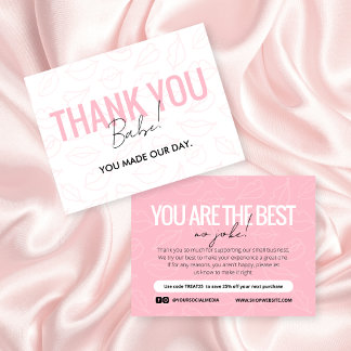 Roze Kiss Pattern Business Dank u Kaart