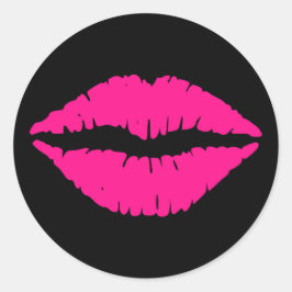 Roze Kiss Ronde Sticker