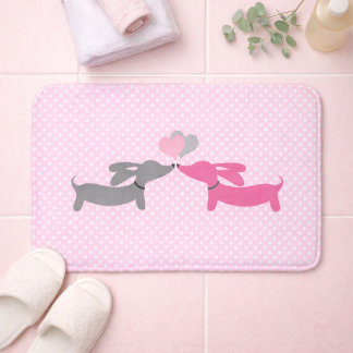 Roze Kissing Dachshunds Themahadkamer  Badmat