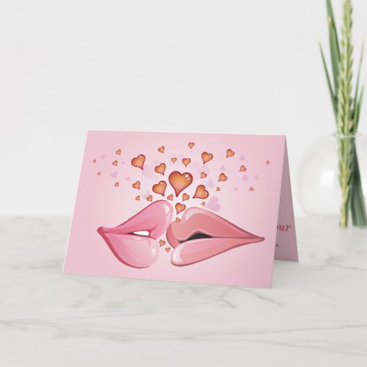 Roze Kissinglips Valentijn Kaart (Voorkant)