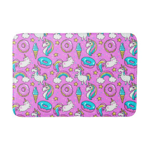 Roze Kitschy glittery grappige eenhoorn en kat Badmat