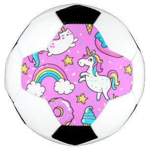Roze Kitschy glittery grappige eenhoorn en kat Voetbal