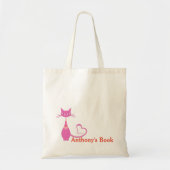 Roze Kitten kinder Canvas tas bibliotheek genaamd (Voorkant)