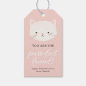 Roze Kitten Kinder Valentijnsdag Cadeaulabel (Voorkant)