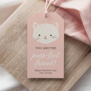 Roze Kitten Kinder Valentijnsdag Cadeaulabel
