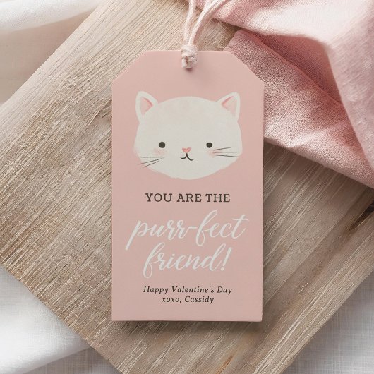 Roze Kitten Kinder Valentijnsdag Cadeaulabel