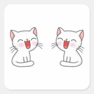 Roze kittens glimlachen vierkante sticker