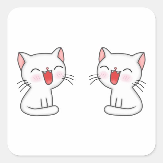 Roze kittens glimlachen vierkante sticker (Voorkant)