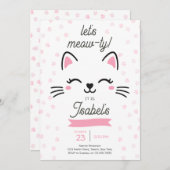 Roze Kitty Cat Verjaardag Kaart (Voorkant / Achterkant)