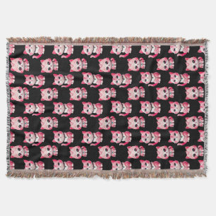 Roze Kitty Cats Design Zwart Deken