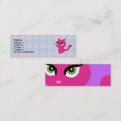 Roze Kitty Kat Profiel Kaarten Mini Visitekaartje (Voorkant / Achterkant)