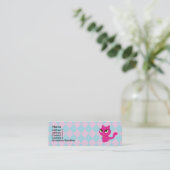 Roze Kitty Kat Profiel Kaarten Mini Visitekaartje (Staand voorkant)