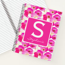 Roze Klaproos Aquarel Bloemige Monogram