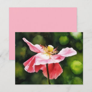 Roze Klaproos Bloem Bloemige Kunst Notitiekaart Se Notitiekaartje