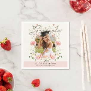 Roze Klaproos Bloemen Foto Afstuderen Servet