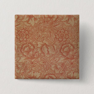 Roze Klaproos (door William Morris) (oud patroon) Vierkante Button 5,1 Cm