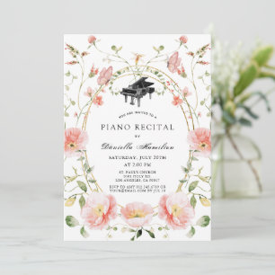 Roze Klaproos Wildflower Piano Wit Uitvoering Kaart