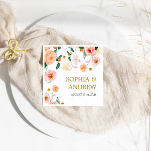 Roze Klaprozen Bloemen Bruiloft Servetten