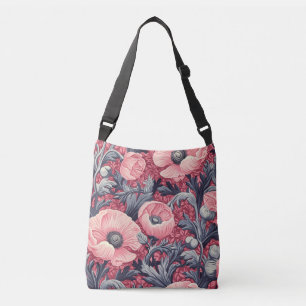roze klaprozen bloemig crossbody tas