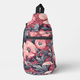  roze klaprozen bloemig sling bag