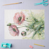 Roze klaprozen, delicate bloemige Waterverf Tissuepapier (Craft)