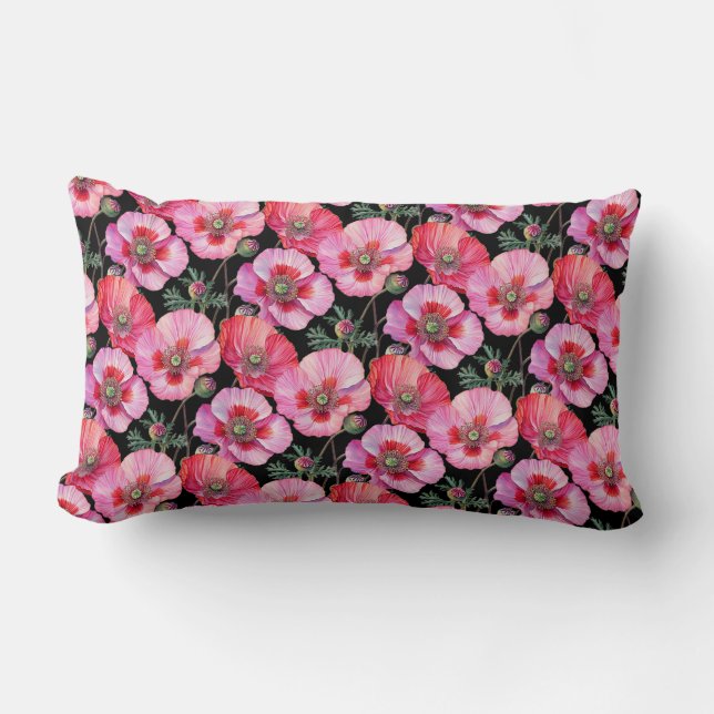 Roze klaprozen  kussen (Voorkant)