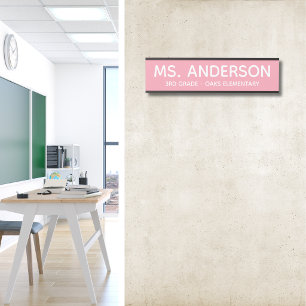 Roze klasdeur bord deurbordje