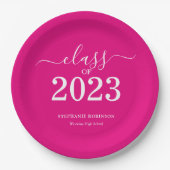 Roze Klasse van 2023 Graduation Party Papieren Bordje (Voorkant)