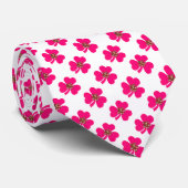Roze klaver en glanzende bloemen stropdas (Opgerold)