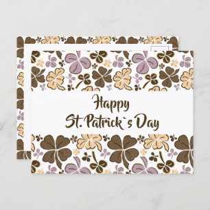 Roze klaver Shamrock Pattern St. Patrick's Day Briefkaart