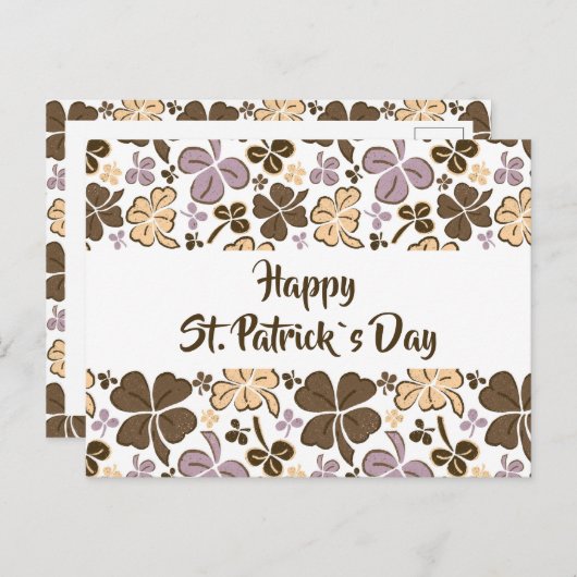 Roze klaver Shamrock Pattern St. Patrick's Day Briefkaart (Voorkant / Achterkant)