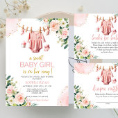 Roze kleding Baby shower Invitation Kaart