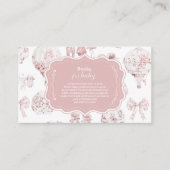 Roze Kleding Toile De Jouy Boeken voor Baby Informatiekaartje (Voorkant)