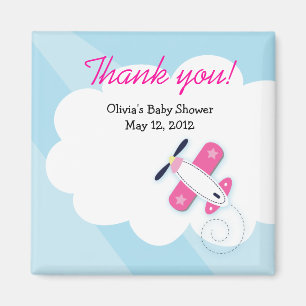 Roze Kleine Aviator Baby shower Favor Magnet Magneet