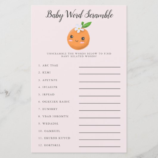 Roze kleine Baby Word Scramble Game (Voorkant)