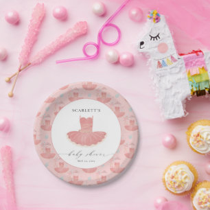Roze Kleine Ballerina Tutu Baby Meisje Baby shower Papieren Bordje