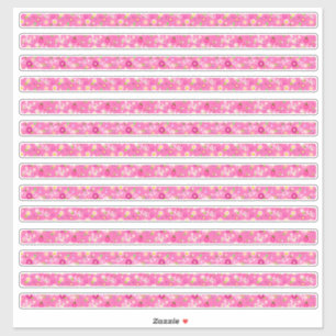 Roze Kleine Bloemen en Fietsranden Sticker