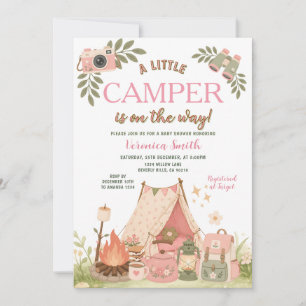 Roze Kleine Camper is op komst Meisje Baby Shower Kaart